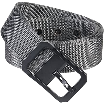 KYEYGWO Einstellbare Nylon Gürtel für Herren und Damen, Einfarbig Stoffgürtel Causal Jeansgürtel Outdoor Militärgürtel Freizeit Arbeitsgürtel mit Legierung Dornschließe, Grau
