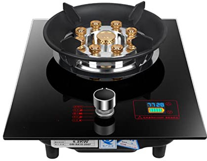 CHALKE Cuisinière À Gaz 33CM, Cuisinière À Gaz De Comptoir De Cuisine 5.2KW, Cuisson De Table en Verre Trempé Noir, Cuisinière Convertible Gaz/GPL (Color : A, Size : NG)