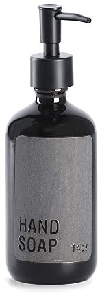 Zeller 18848 Seifenspender Handsoap, Steingut, schwarz, ca. Ø7 x 20,8 cm