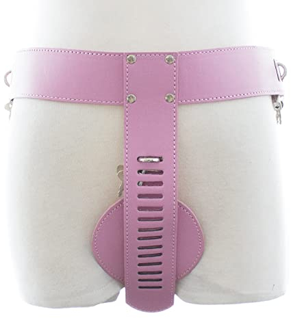 Leder Keuschheitsgürtel Für Damen Keuchheitsgüŕtel Sie Mit Schloss Chastity Cage Belt Für Frauen SM Bondage Keuschheitskäfig Sklavin Outfit Damen Sexspielzeug Für Paare Extrem Sex (Pink)