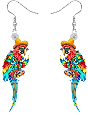 DUOWEI Süß Acryl Papagei Ohrringe Aras Baumeln Schmuck für Frauen Mädchen Jimmy Buffett Urlaub Geschenke (Hawaii A)