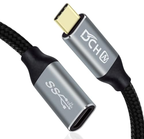 DCHAV Câble USB C vers USB C 100 W Sortie vidéo 4K 10 Gbit/s Transfert de données 3.1 Gen 2 PD 20 V 5 A Charge rapide mâle vers femelle en nylon tressé (1 m)