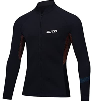 ZCCO Wetsuits Top Jacket 1.5mm Neoprene Suits Women Men Wetsuit Jacket Long Sleeve Dive Scuba Wet Suit Shirt Front Zip Wetsuits Shirts Vest for Spearfishing,Snorkeling,Surfing (men-black, M)