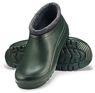ESTRO Stivali Pioggia Uomo Gomma - Ciabatte Giardino Zoccoli Uomo Invernali Stivali da Giardino Zoccoli Gomma con Pelo K042 (41 EU, Verde Scuro)