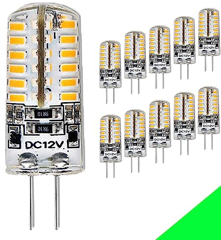 Chao Zan 10er Pack G4 4W LED Lampen, 250lm, 4W Ersetzt Halogenlampen LED Birnen Stiftsockellampe, Nicht Dimmbar, Warmweiß 2700K-3000K, 12V DC, G4 LED Leuchtmittel Birne Energiesparlampe Leuchtmittel