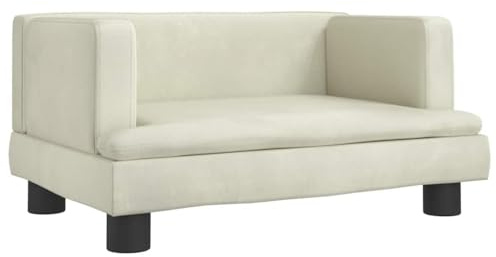 vidaXL Kindersofa, Couch für Kinder, Kindercouch mit runden Kanten, Kindersessel Minisofa Polstersofa Kindermöbel Sofa Kinderzimmer, Creme Samt