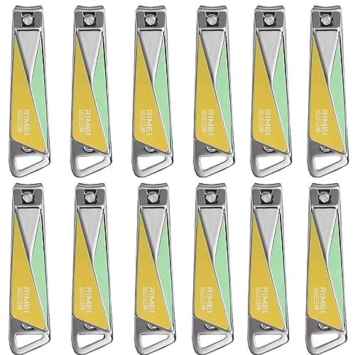 RIMEI Nail Clippers Bulk,Fingernails&Tonenail Clippers Bulk Buy,Small Carbon Steel Manicure Pedicure Cutters Set Wholesale,Mini Mens Care Kit for Thick Nail(12Pcs) (Box packed-12Pcs)