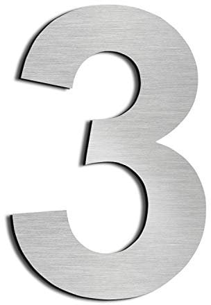 nanlyiau 6in/15.3cm número de casa de acero inoxidable numeros para casa de SUS304 efecto de flotación cepillado numeros adhesivos (6in number 3)