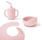 Ergobaby Juego básico de vajilla infantil para bebés y niños pequeños a partir de 6 meses, juego de vajilla para bebés con taza, cuenco y babero, sin BPA, PVC ni ftalatos, Blush Pink