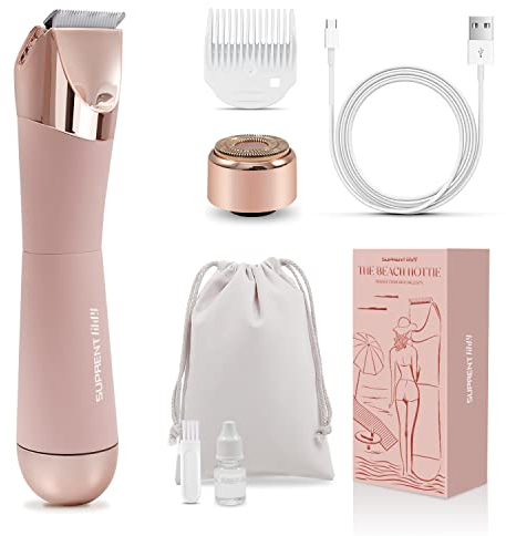 SUPRENT Bikini-Trimmer für Damen, Körperhaarentfernung, schmerzloser Schamhaarschneider für Damen, Bikini, Arme, Beine, Achselhöhlen, wiederaufladbar, wasserdicht, nass und trocken