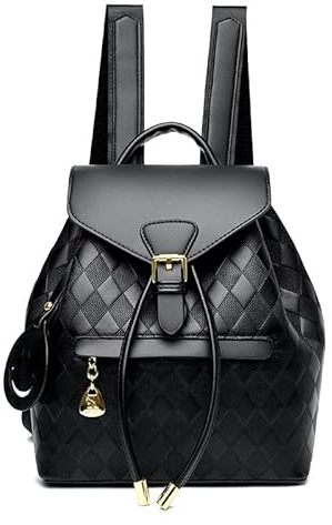 Kiepoar Damen Rucksack aus Kunstleder, Schnalle Klappe Rucksack mit Kordelzug Diebstahlschutz Vintage Lederrucksack, Mode Elegant Designer Mini Backpack Wasserdicht Multipockets