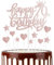 Happy 70th Birthday Cake Toppers, Rose Gold Cake Cupcake Toppers for Cake, Glitter Heart Stars Cake Toppers, Birthday Gift, Personalised Cake Toppers for Women Girls 70th Birthday Cake Decorations