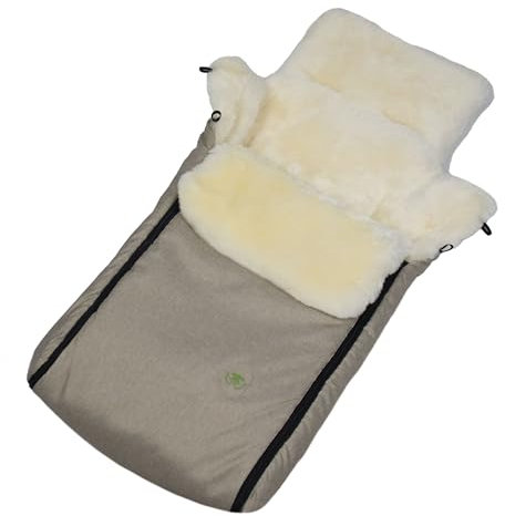 Reissner Lammfelle Merino Lammfell Baby Fußsack KESSY mit Reißverschluss für Kinderwagen Buggy & Stroller oyster