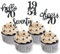 24 Pcs Glitter 70th Birthday Cupcake Toppers for Celebrating 70th Birthday Party Decorations for Seventy Years Old Birthday Party Supplies (Black)