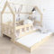 Milo Hausbett 80x160 Mit Rausfallschutz - Naturholz Kinderbett Mit Bettkasten - Gemütliches Bett für Kinderzimmer - Stabiles Mädchenbett