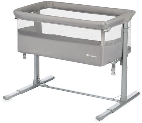 Bebeconfort Zina Co-Sleeper & Beistellbett Baby Von der Geburt bis zu 6 Monaten (0-9kg), Klappbares Beistellbett, 5 verstellbare Höhen, Verstellbare Matratze, Mineral Grey