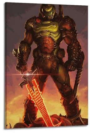 TRXU Doom Eternal Poster für Schlafzimmer, ästhetisches Poster, dekorative Malerei, Leinwand, Wandkunst, Wohnzimmer, Poster, Schlafzimmer, Gemälde, 30 x 45 cm, Rahmenstil