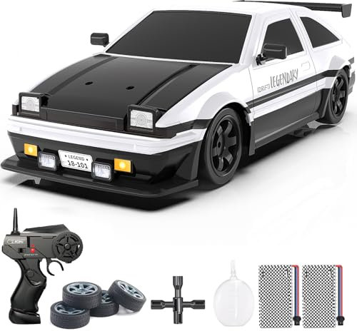 Mostop RC Drift Car 1:16 2.4Ghz Remote Control Drift Car with LED Light, Spray, 2 Batteries and Extra Tires, 18KM/H High Speed Drifting RC Cars 4WD Hobby RC Sport Racing Cars Model Vehicle for Kids