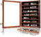 YRCKUDZKG Pocket Knife Display Lockable Wooden with HD Tempered Glass knife Cabinet, Stand Military Folding Knife Shadow Box Wall 7 Rows Knife Case with Removable Shelves, Walnut