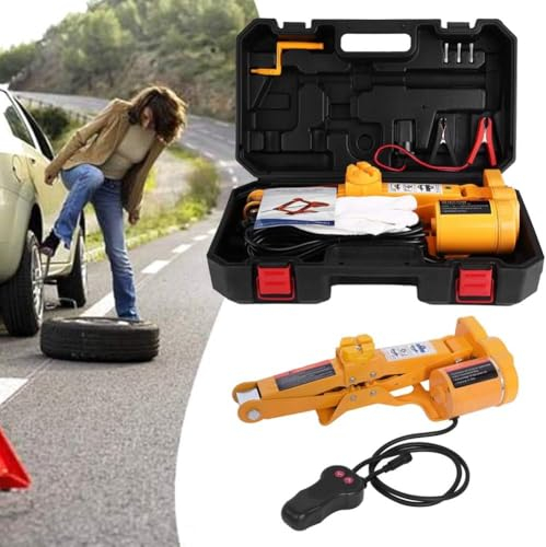 Hominas Elektrischer Wagenheber für Auto, Scherenwagenheber 3T Elektrischer 12V Tragbarer Wagenheber mit Controller für SUV Van Garage und Notausrüstung 12-35 cm