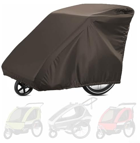 HEBEOT Wasserdichte Abdeckung für Kinder-Fahrradanhänger, 210D Oxford-Stoff, Rundumschutz, 139,7 cm L x 99,1 cm H x 83,8 cm B (braun)