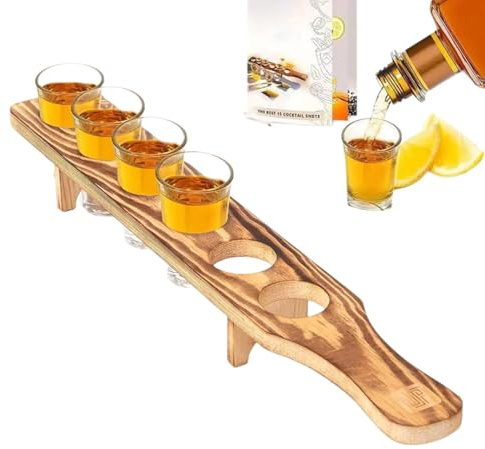 Wein-Schnapsgläser-Display-Spender – Schnapsgläser-Serviertablett | Tequila-Glashalter-Serviertablett | 6-Schnaps-Weintablett aus | Glashalter-Serviertablett zum Trinken, Präsentieren und Aufbewa