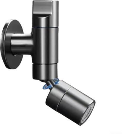 Zeroupshop Grifo de pared para fregona, grifo de agua de metal, grifo de piscina, para áreas pequeñas como balcones y baños (gris)