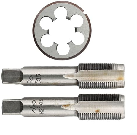 HSS M22 x 1,5 mm cono e set di maschi, con filiera metrica destra in acciaio ad alta velocità, kit di utensili per filettare