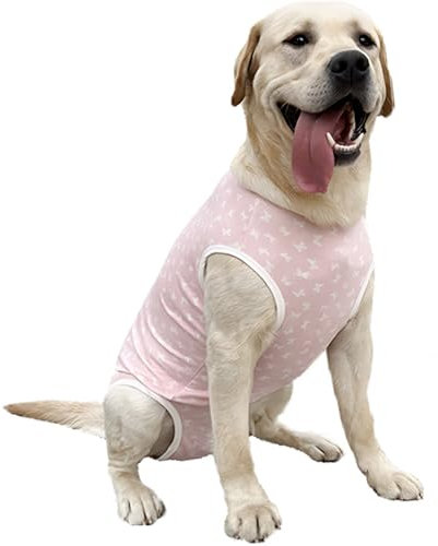 Kukaster Pet Hundebody Nach Op Kastration Hündin Rüde Wundschutzanzüge für Hund, Reißverschluss-Design für Haarausfall, Allergien, Rasur Rosa Weiß 2XL