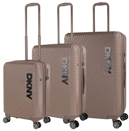 DKNY - Leicht Koffer Set Polycarbonat Reisekoffer Set für Flugreisen - Dauerhaft Hartschalenkoffer Set - Kofferset Hartschale mit TSA Kombinationsschloss, Beig
