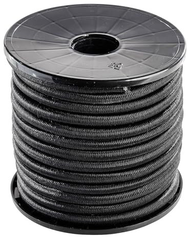 SPRINTIS Expanderseil 10 mm, schwarz, starkes Gummiseil auf 20 m Rolle, vielseitig einsetzbar für Anhängerplanen, Bauzaunbanner und mehr