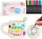 Juego de pintura de cerámica, tazas para pintar, juego de alfarería que incluye tazas, lápices de porcelana, tapas y cucharas, juego creativo de cerámica DIY para adultos regalo personalizado