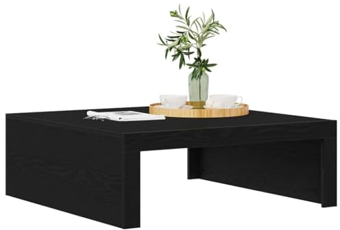 vidaXL Coffee Table Black Oak 100 x 100 x 35 cm Engineered Wood, Modern Living Room Coffee Table, Functional, Durable Design, Versatile Surfaces, Elegant Wood Furniture, Indoor Use | Built to last, so you can use it for ages, A trendy look that amps up your living space,