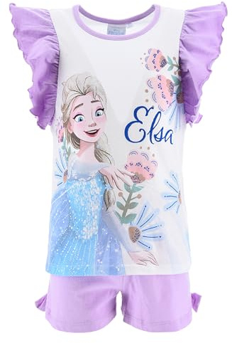 Disney Die Eiskönigin Anna und ELSA Pyjama kurzer Schlafanzug, Frozen, 100% Baumwolle, bequem