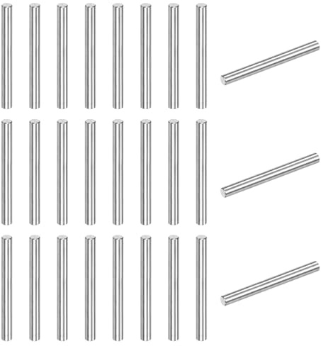 M METERXITY 50-Pack Goujon 3 x 30mm pour Appareils Métalliques Ton Argenté | Élément de Fixation, Goujon Cylindrique pour Étagère, 304 Acier Inoxydable, pour Projets en Bois