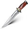XUANFENG Couteau de Chasse avec Lame en 9CR18 Acier Inoxydable - Couteau à Lame Fixe, Couteau de Survie à Poignée Bois de Rose pour Camping, Chasse, Randonnée