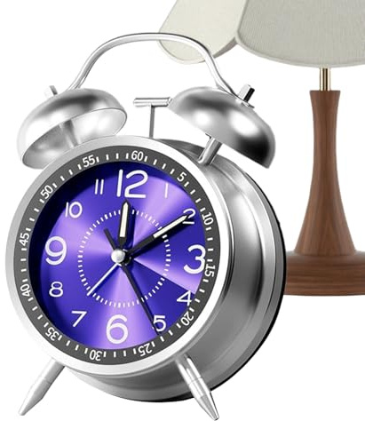Analog Wecker - Retro Anallog Alarm CLOC | Schreibtisch Klassiker analg Wecker | Wiederaufladbare Metallkörper -Uhr mit Twin Bell und Nachtlicht für Schlafsaal Reise Badezimmer Mädchen Teenager Kinder