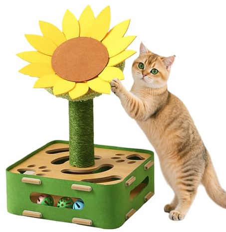 Kattpussel Stimulerande Kattleksaker Pussel Solrosdesign | Berikande Klösträd Med Antivippbas För Hundträning Mental Stimulering Till Lek Träning Inomhus