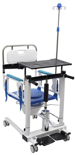Hydraulischer Patientenlifter Transferstuhl, Multifunktions Tragbarer Rollstuhl bis 120kg, Lift Transfer Chair für Senioren & Pflege zu Hause