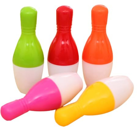 Monetais 5 Stück niedliche Kugelschreiber im Bowling-Stil, Mini-Kugelschreiber, einziehbar, Teleskopstift, kreative Neuheit für Studenten und Kinder, 0, 5 mm blaue Tinte (zufällige Farbe)