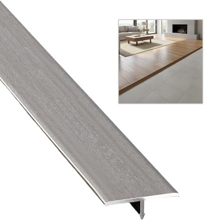 Boden Übergangsleiste Aluminium Übergangsprofil,flache Türschwellenleiste Wasserdicht Für Fliesen, Holz, Laminat – Türschwellen Leiste, Wasserfest, Holzmaserung Abdeckleisten(Grau,2x120cm)