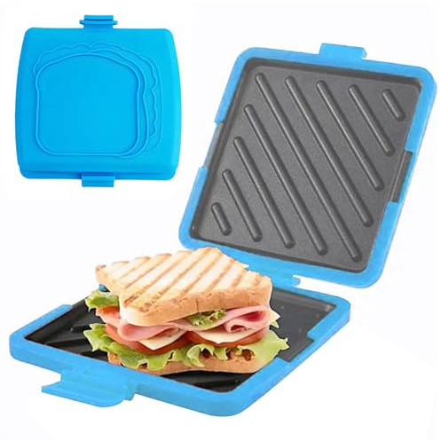 Uanqfegy Mikrowellen-Toastie-Sandwich-Maker, Silikon-Toastie-Maker ohne Strom, blau, wiederverwendbar für schnelle Snacks