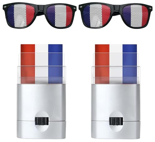 Kit Supporter France 4 Pièces, Maillot Equipe de France Foot 2026, Lunettes + Visage Football Accessoire, Fan Zone maillot equipe de france foot Kit, Supporter France Événement Sportif Fête Supporter
