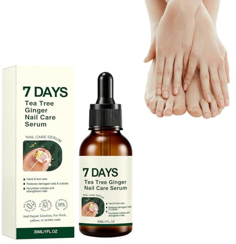 7 Days Nail Care Serum, Tea Tree Ginger Nail Treatment Oil, Gentle Nail Strengthening Serum for Hands & Feet, Smooth & Natural Shine Nail Care Solution
