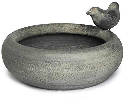 vonHermine Vogeltränke Beton GrauTerracotta Vogelbad für Balkon & Garten Ø 20 cm Vogelbad