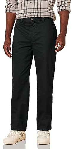Amazon Essentials Men's Classic-Fit Wrinkle-Resistant Flat-Front Stretch Chino Trouser, Black, 32W / 32L
