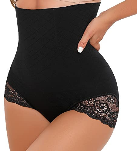 SURE YOU LIKE High Waist Shapewear Tummy Control Body Shaper Corset Slimming Panties Sexy Lace Underwear, Black, Tag XL/XXL=SIZE UK(12-16)