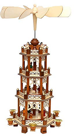 Dekohelden24 521306 - Pirámide de Madera para Navidad (4 Niveles, 19 x 16,5 x 49,5 cm), Color marrón