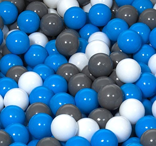 Velinda 150 Bälle,Bällebad/Bällezelt/Kinderpool Plastikbälle Spielbälle Kinderbälle O7cm (Farbe der Bälle: weiß, blau, grau)