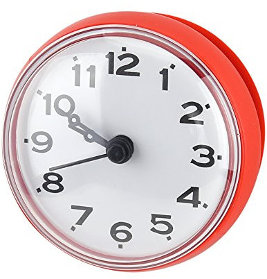 Reloj de Baño Impermeable con Succión para Pared y Ventana - Reloj de Ducha Práctico y Decorativo para Monitorear el Tiempo en Tu Baño o Cocina, Color Rojo